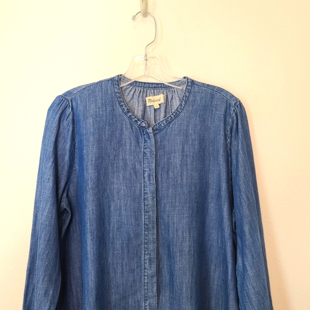 MADEWELL Denim Chambray Tie Poplin Shirt Top - Picture 5 of 11